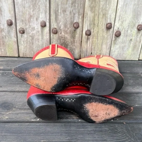 Vintage Larry Mahan Sweetheart ❤️ Design Women’s Cowboy Boots - Picture 7 of 8